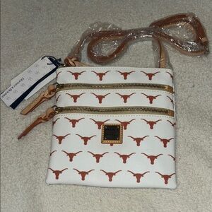 Dooney & Bourke White and Brown Geometric Crossbody Bag